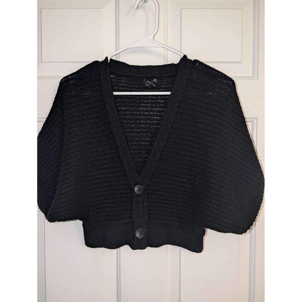 Black Alpaca Wool Cropped Batwing Cardigan S Twee Indie